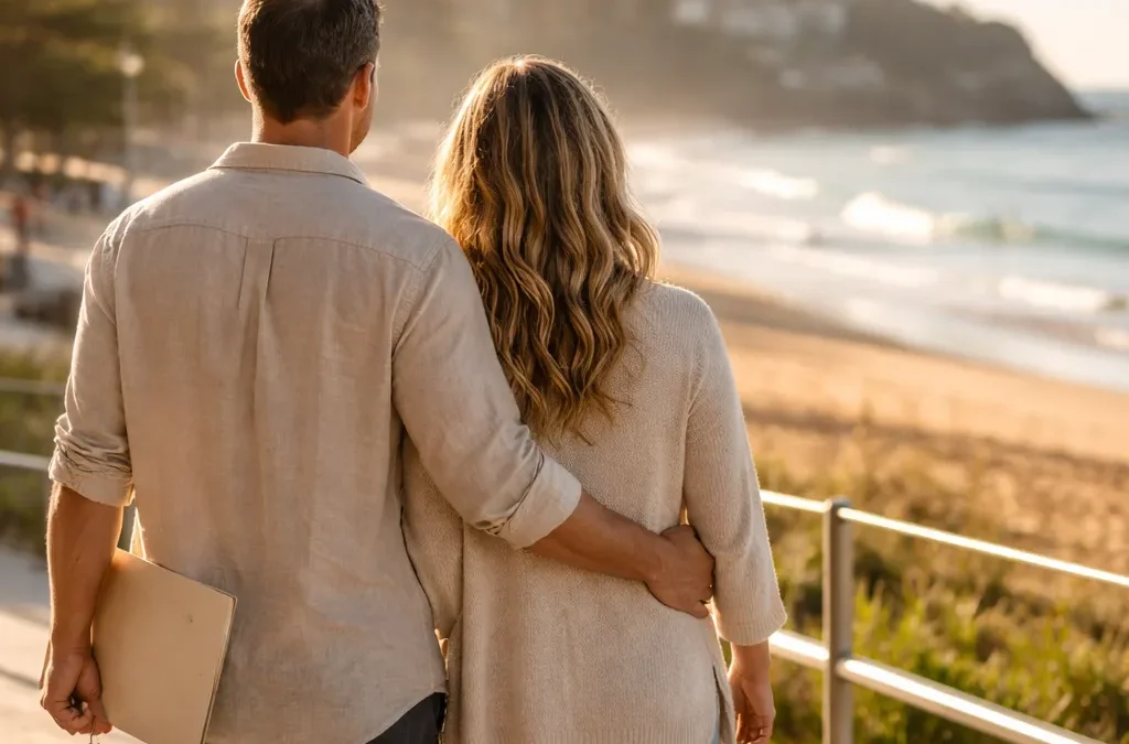 Mortgage broker Dee Why: first home buyers reviewing a home loan roadmap on a laptop near the Northern Beaches